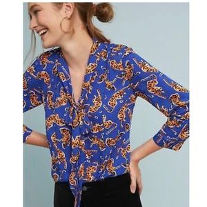 Anthropologie tiger tie blouse